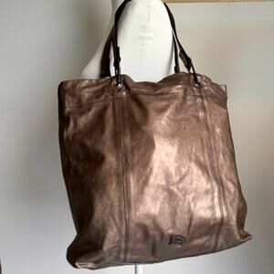 Burberry Elmgate Tote Soft Leather Bronze shoulder Bag office work‎ shopping